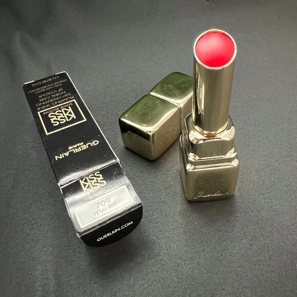 GUERLAIN KissKiss Shine Bloom Lipstick - 709 Petal Red - Picture 2 of 4